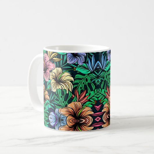 Elegantes florales Muster mit pulsierendem botanis Kaffeetasse (Vorderseite Links)