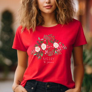 Elegantes florales Muster Weihnachtsfeiertag T-Shirt