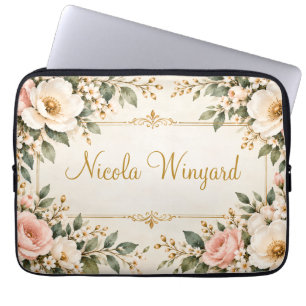 Elegantes florales Namensdesign Laptopschutzhülle