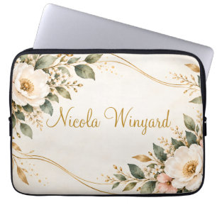 Elegantes florales Namensdesign Laptopschutzhülle