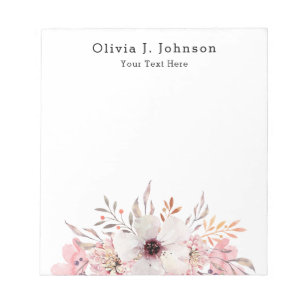 Elegantes Florales Notizbuch mit Wasserfarben Notizblock