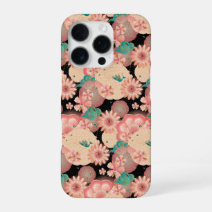 Elegantes florales Ornament Frühling Pfirsichgarte iPhone 16 Pro Hülle