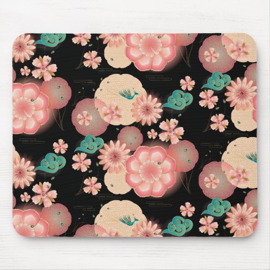 Elegantes florales Ornament Frühlings-Pfirsichgart Mousepad (Vorne)