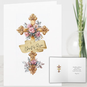 Elegantes Florales Osterkreuz "Christus ist aufers Feiertagskarte