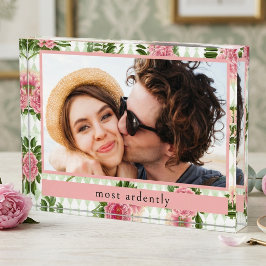 Elegantes florales Paar-Liebeszitat individuell  Fotoblock