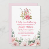 Elegantes florales Party Babydusche Einladung (Vorne/Hinten)