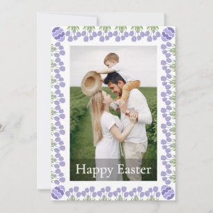 Elegantes florales personalisiertes Foto Frohe Ost Feiertagskarte