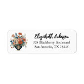 Elegantes florales personalisiertes Rücksendeetike (Vorne)