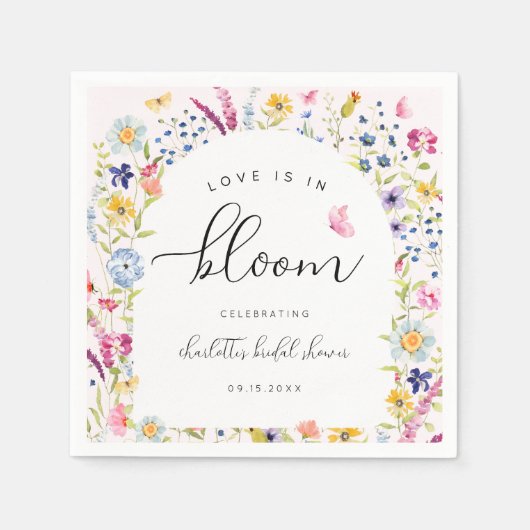 Elegantes, florales Pink-Brautparty Serviette (Vorderseite)