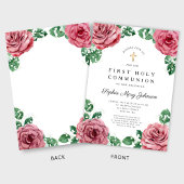 Elegantes florales religiöses Mädchen Erste Kommun Einladung