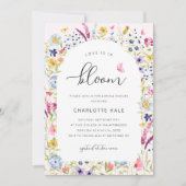 Elegantes, florales Rosa Brautparty Einladung (Vorderseite)