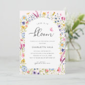 Elegantes, florales Rosa Brautparty Einladung (Stehend Vorderseite)