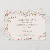 Elegantes, florales Rosa Brautparty Save the Date Begleitkarte (Vorne/Hinten)