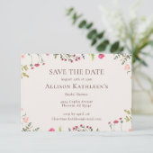 Elegantes, florales Rosa Brautparty Save the Date Begleitkarte (Stehend Vorderseite)