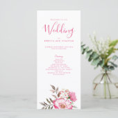 Elegantes florales Rosa-Minimal-Hochzeitsprogramm (Stehend Vorderseite)