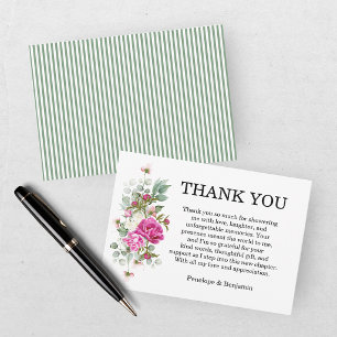 Elegantes Florales Rosa Pfingstrosen-Monogramm-Hoc Dankeskarte