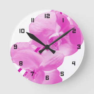 Elegantes Florales Rosa Runde Wanduhr