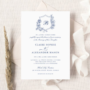 Elegantes florales Rose Wappen Wedding Monogram Ro Einladung