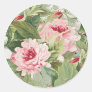 Elegantes florales Rosen-Vintage-Sticker Runder Aufkleber