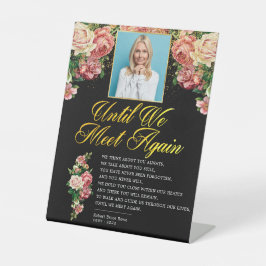 Elegantes florales Rosy-Foto Begräbnisgedicht Sockelschild