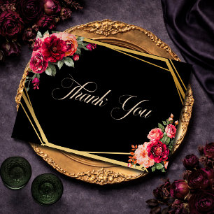 Elegantes florales rotes schwarzes melancholisches dankeskarte