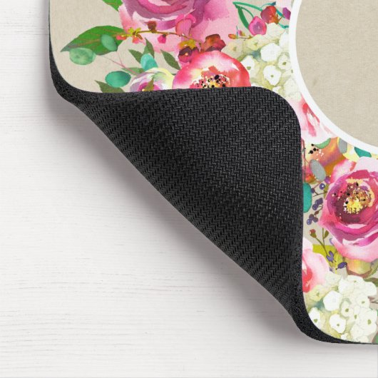 Elegantes florales Rustic Kraft Monogram Shabby Ch Mousepad (Ecke)