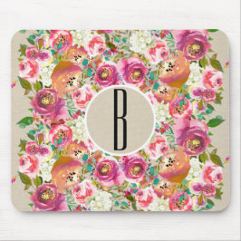 Elegantes florales Rustic Kraft Monogram Shabby Ch Mousepad