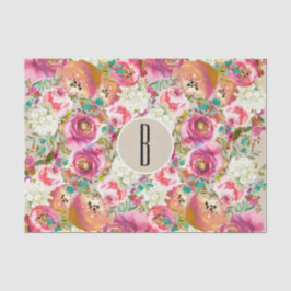 Elegantes florales Rustic Kraft Monogram Shabby Ch Seidenpapier