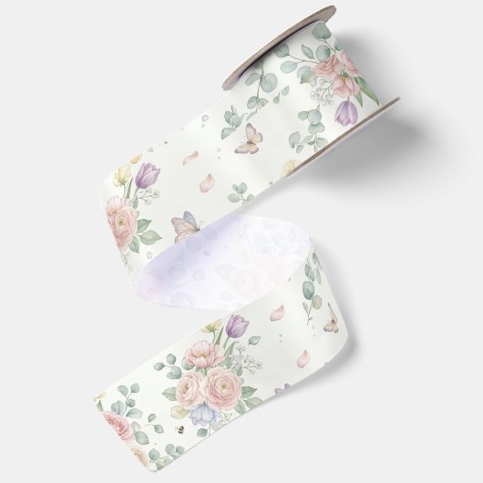 Elegantes Florales Satinband (Rückseite)