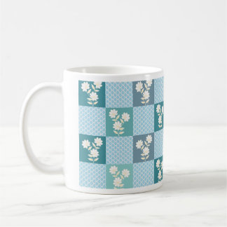 Elegantes florales Schachbrettmuster nahtlos in So Kaffeetasse