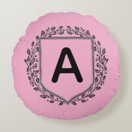 Elegantes florales Schild Anfangsbuchstabe persona Rundes Kissen