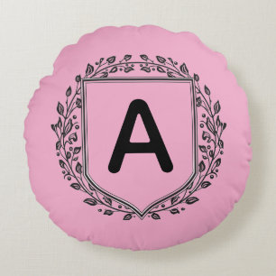 Elegantes florales Schild Anfangsbuchstabe persona Rundes Kissen