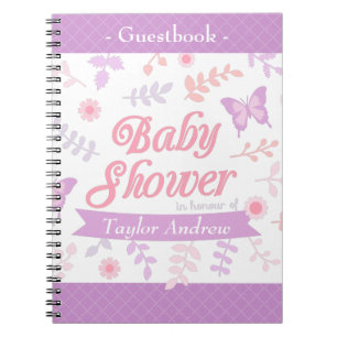 Elegantes Florales-Schmetterling-Baby-Shower-Gäste Notizblock