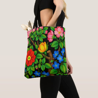 Elegantes Florales Schwarz Tasche