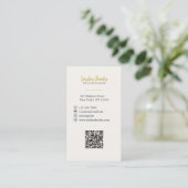 Elegantes, florales Script Gold | QR-Code für sozi Visitenkarte (Stehend Vorderseite)