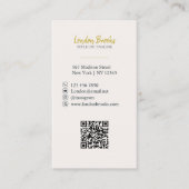 Elegantes, florales Script Gold | QR-Code für sozi Visitenkarte (Vorderseite)