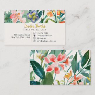 Elegantes, florales Script Gold | Soziale Medien Visitenkarte