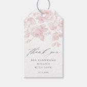 Elegantes, florales Script Pink Brautparty Gefalle Geschenkanhänger (Vorderseite)