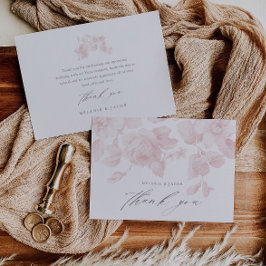 Elegantes, florales Script Rosa Brautparty Dankeskarte