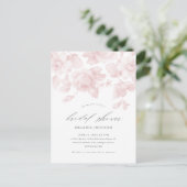 Elegantes, florales Script Rosa Brautparty Einladungspostkarte (Stehend Vorderseite)