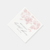 Elegantes, florales Script Rosa Brautparty Serviette (Ecke)