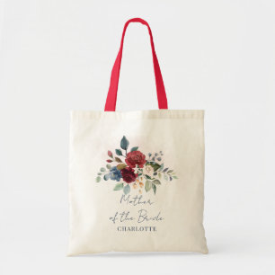 Elegantes florales Skript Burgunder Brautmutter Tragetasche