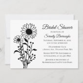 Elegantes, florales Sonnenblumen Schwarz-weißes Br Einladung (Vorderseite)