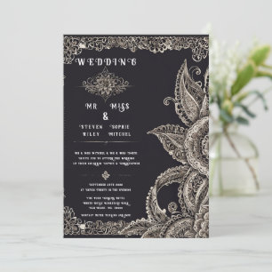 Elegantes florales Spitzen-Design-Einladung Einladung
