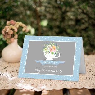 Elegantes florales Teacup Baby Dusche Tee Party Dankeskarte