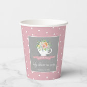 Elegantes florales Teacup Baby Dusche Tee Party Pappbecher (Rückseite)