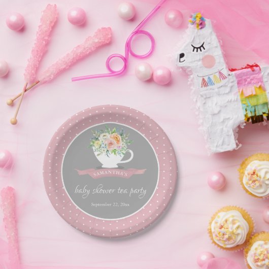 Elegantes florales Teacup Baby Dusche Tee Party Pappteller (Party)