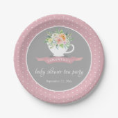 Elegantes florales Teacup Baby Dusche Tee Party Pappteller (Vorderseite)