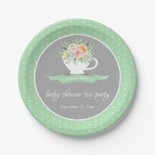 Elegantes florales Teacup Baby Dusche Tee Party Pappteller