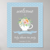 Elegantes florales Teacup Baby Dusche Tee Party Poster (Vorne)